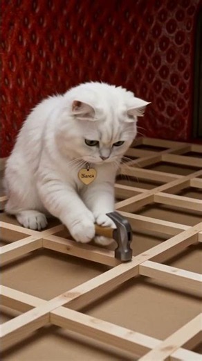 Cute Cat Builds a Strawberry House 🍓🐱🏡