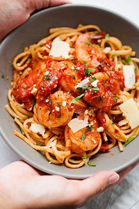 Spicy Shrimp Pasta with Tomatoes and Garlic Recipe | Little Spice Jar