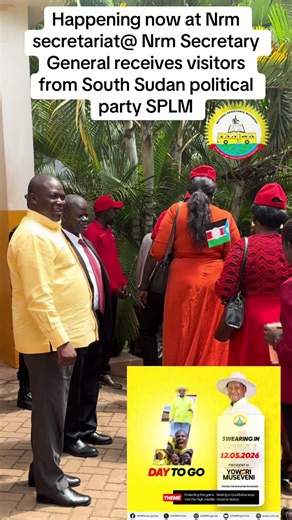 A delegation from South Sudan political party SPLM is paying a courtesy visit to the party NRM Party Headquarters in Kampala ahead of President Museveni’s swearing-in ceremony tomorrow. The delegation is led by the party Secretary General Dr. Akol Paul Kordit and has been received by the NRM Secretary General Rt. Hon. Richard Todwong#fypシ゚viral🖤tiktok☆♡🦋myvideo❤️❤️🥰🥰🥰