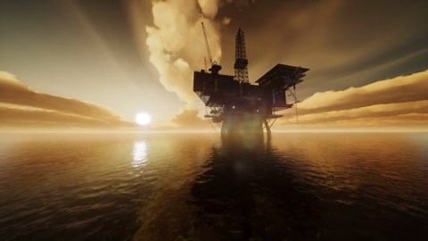 Drone's Eye View of Giant Offshore Oil Platforms