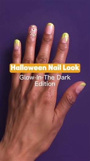 Mani Monday's glowing twist! 🌙✨ Unveiling a mesmerizing, glow-in-the-dark nail design crafted for this Halloween's enchanting nights. Who's ready to shine even in the shadows? Shop this look using the @sally_hansen Halloween Insta-Dri Glow-In-The-Dark polishes. Get yours: http://spr.ly/6181uw7d3 #HalloweenNails #SpookyNails #HalloweenNailArt | Sally Beauty