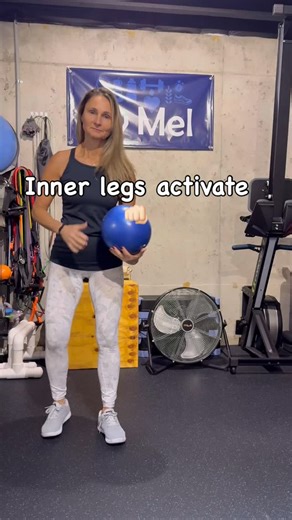 Grab a soft ball or a pillow and try this inner-leg activation sequence! These moves will wake up your adductors, challenge your control, and help strengthen those often neglected inner thigh muscles. Complete 15 reps of each exercise back-to-back, rest, and repeat for 3 total rounds. Let me know if you give it a try! 😃 #innerthighsworkout #innerthighstrengthening #miniballexercises #bymelpersonaltraining #adductorstrength #adductorstraining #fitafter50 #trainforlongevity | ByMel health and fit