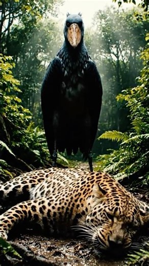 Shoebill Stork vs Leopard | Okapi Rescue.. Picozapato vs Leopardo | Rescate de Okapi.🦌🦅☘️