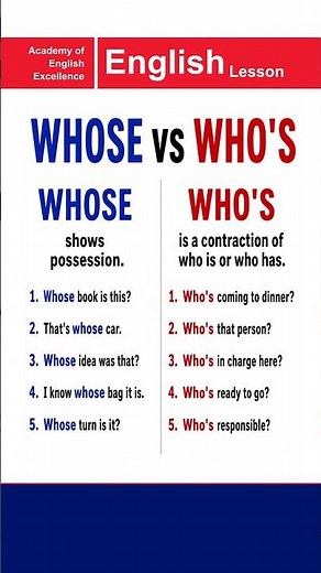WHOSE VS WHO'S | Academy of English Excellence #english
