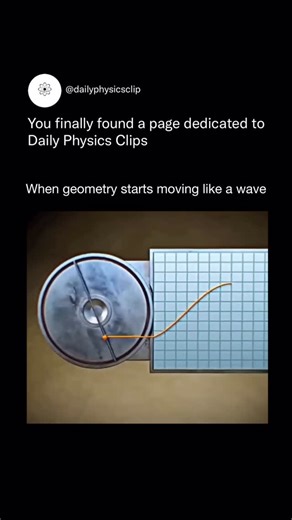 Daily Physics Clips on Instagram: "A rotating mechanism where a point on the wheel traces a perfectly smooth oscillation. As the disk spins, the vertical bar forces the marker to slide side-to-side, turning circular motion into linear motion. That’s why the movement looks wave-like even though nothing is actually rippling or bending. This setup is a classic example of harmonic motion emerging from pure geometry. By controlling radius and rotation, the device creates a clean sinusoidal path, the 