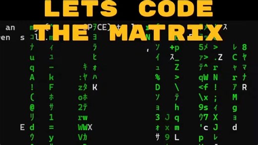 使用 Python's curses library 编写 《黑客帝国》字符动画 只需30秒 源代码