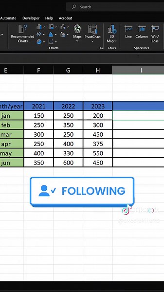 اضافة مخطط بياني في الاكسل #اكسل #excel #excelcharts #microsoft #microsoftexcel