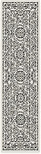 RUGGABLE Machine Washable Runner Rug – Delphina Black & White 2.5x10, Stain-Resistant, Non-Slip – Washable Rug for Hallway, Entryway, Living Room & Kitchen–with Cushioned Pad
