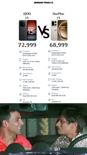 iQOO 15 vs OnePlus 15 specification and features #iqoo15 #oneplus15