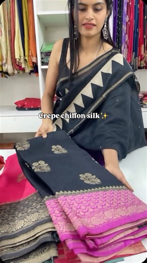 𝗣𝗼𝗼𝗿𝘃𝗮 | 𝗕𝗮𝗻𝗮𝗿𝗮𝘀𝗶 | Mysore Crepe | Semi Silk | Designer Sarees on Instagram: "Soft chiffon crepe silk sarees✨❤️ Shop exclusive sarees from our website www.poorvadesigns.com - link in bio Search code- chiffon crepe Free shipping on all prepaid orders across 🇮🇳 COD is available DM or WhatsApp on 7019788421 for details and booking. Store Address: 2nd cross, Raja Reddy Layout, MS Ramaiah Layout Hesaraghatta road Bengaluru -560073 Near Nagasandra Metro Station Note: 1. We take all our
