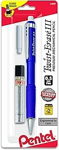 Pentel Twist-Erase III Mechanical Pencil with Lead and Eraser Refills (QE515LEBP)