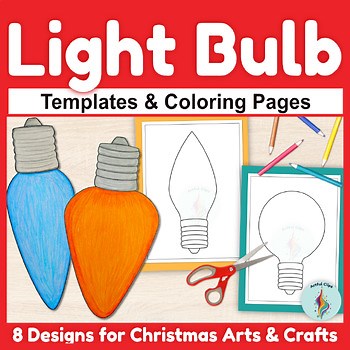 Christmas Light Bulb Template Coloring Sheets, Printable Tree Lights & Clipart