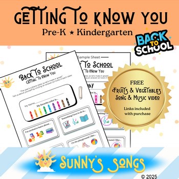 Getting to Know You Activity with Song - Pre-K & Kindergarten- Back to School