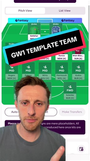 FPL GW1 Template Team - Fantasy Premier League