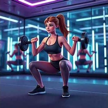 💪 Animated Female Athlete Smashes Fitness Body Workout with Squats in Futuristic Gym! 🔥 #WorkoutGym
