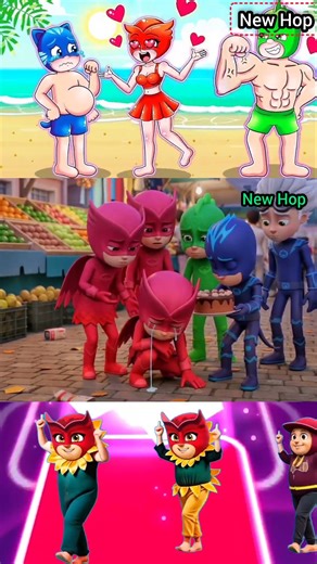 PJ Masks - Owlette 🆚 Gekko 🆚 Owlette 🆚 Gekko X Dance Song Tiles Hop EDMRush #viralvideo