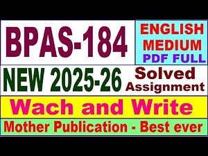 BPAS 184 solved assignment 2025-26 in English || bpas 184 solved assignment 2026 || ignou bpas184