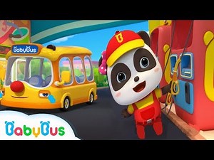 Baby Panda Gas Station Attendants | Little Bus is Hungry | Kids Role Play | BabyBus