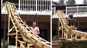 346K views · 2K shares | No amusement park, no problem! Ben Tolliday, 19, of Atlanta, Georgia built a roller coaster in his backyard during the pandemic, complete with a 10-foot drop right off his parents’ second floor balcony! | Inside Edition | Facebook