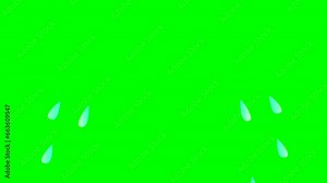 The video element of tears coming out of eyes on a green screen background.crying cartoon face green screen effect, Abstract technology, Seamless loop 4k video, 3D Animation, Ultra High Definition, 4k