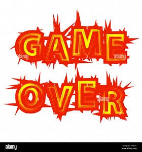 Red Yellow Game Over Sign. Gaming Concept. Video Game Screen. Typography Design Poster with Lettering Stock Photo - Alamy