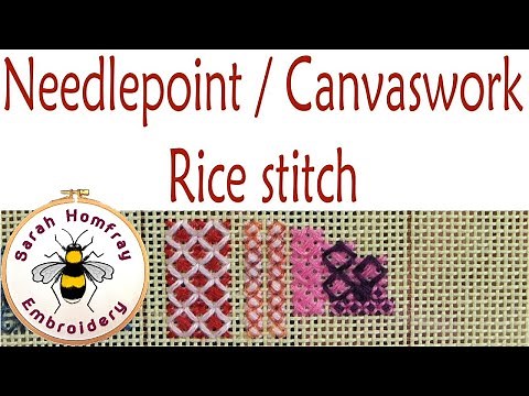 Rice stitch in needlepoint / canvaswork embroidery | Needlepoint stitches video tutorial
