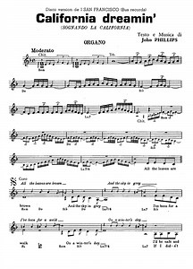 CALIFORNIA DREAMIN Sheet music | Easy Sheet Music