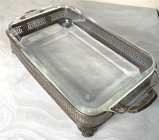 Vintage Anchor Hocking Fire King Glass Casserole Dish (1960s) With Silver Plated Holder - Etsy