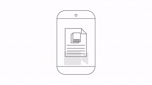 Animated smartphone icon displaying a document, symbolizing digital file management and mobile technology Stock Video Footage - Alamy