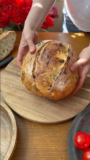 Basil and Dried Tomato Sourdough Bread / Recipe and Full Process🌿🍅 #sourdough
