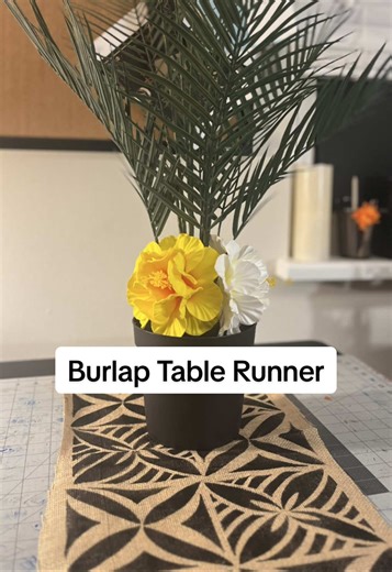 Elei Burlap Table Runner Working between custom orders. This is our most requested pattern. Sample custom elei burlap table runner with infringed edges for a client/customer. Visit our website at manuluxeink.co for available items. Text us at (833) 490-4931 or DM us for custom requests and questions. Also, Don’t forget to follow us on TikTok, Instagram, and Facebook at manuluxeink. #tablerunner #customelei #eleistencils #eleiprints #polynesian