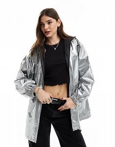 ASOS DESIGN metallic rain bomber jacket in silver | ASOS