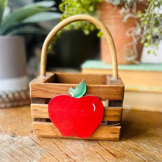 Vintage, Wooden Apple Crate With Handle - Etsy