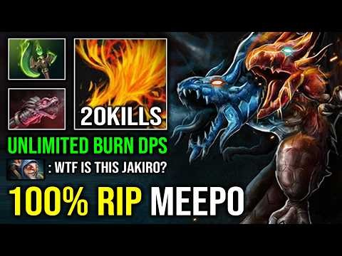 How to Carry Mid Jakiro Against Meepo with Unlimited Liquid Fire AOE Burn Per Second Dota 2
