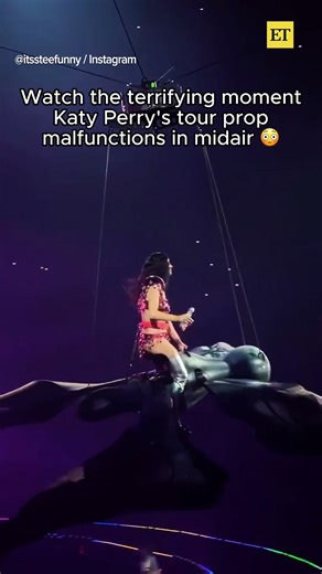 5.2M views · 22K reactions | Katy Perry nearly fell into audience after suffering a midair prop malfunction during her performance in San Francisco.  | Entertainment Tonight | Facebook