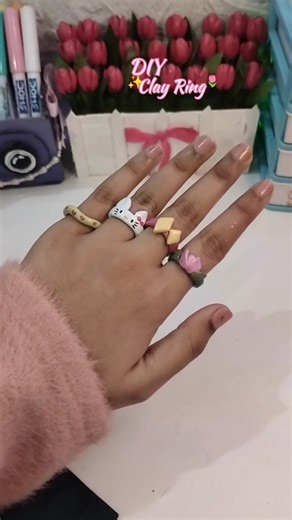 DIY Cute Clay Ring✨ #clayart #diyring #diy #art #handmade #shorts