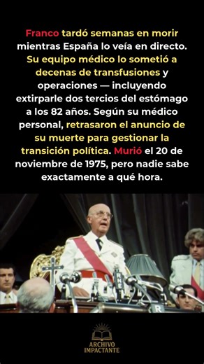 Franco tardó semanas en morir mientras España lo veía en directo por televisión #Historia