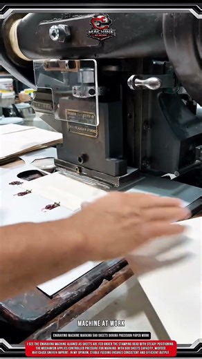 Engraving Machine Marking 500 Sheets During Precision Paper Work