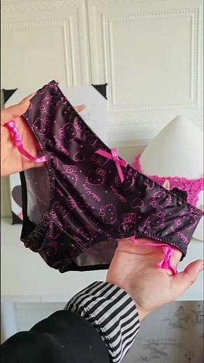 The Cutest Hello Kitty Satin Vibe 🖤🎀 | ハローキティ下着 #shorts