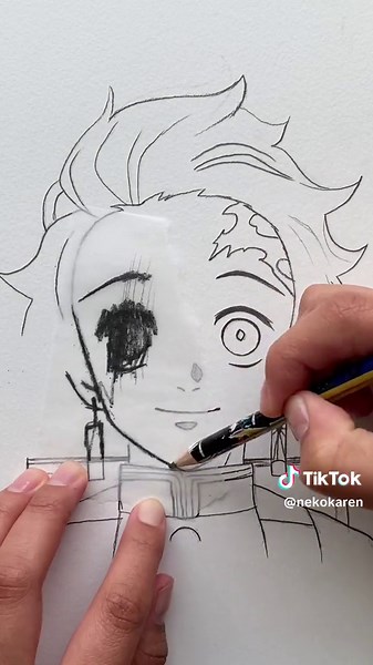 Tracing Paper Tanjiro Drawing Tutorial