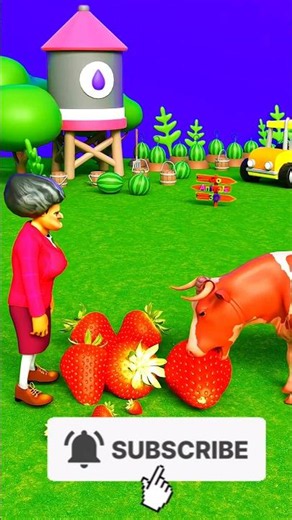 🐄 Cow Eats Strawberry 🍓😂 | Funny 3D Cartoon Animation