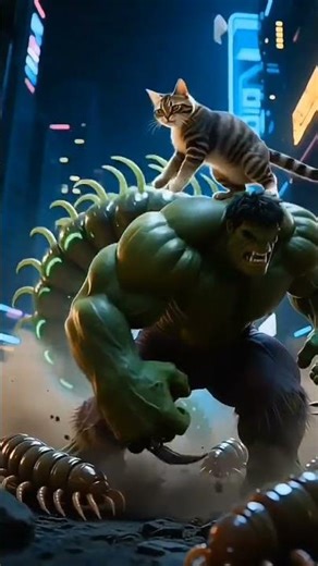 Cat & Hulk Destroy the Giant Larva 🐱💚🔥 | Funny Cat Video | Superhero Cat Adventure