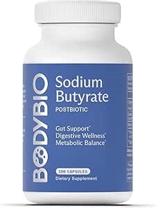 BodyBio Butyrate - Postbiotic for Gut Health, Digestive Support, Bloat, Gas & Constipation Relief, Leaky Gut Repair - Sodium + Butyric Acid Supplement for GI Wellness