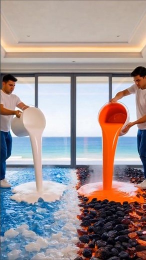 Most satisfying Ice vs Lava Floor Transformation 🔥❄️