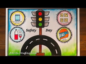 National Road Safety Day Poster Drawing/Road Safety Week Poster/Road Safety Drawing for competition