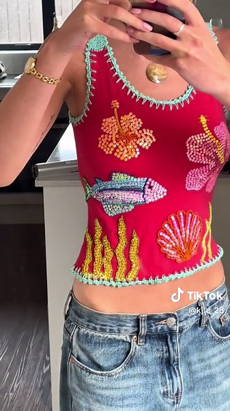 Completed Sequin Embroidered Top: A DIY Success