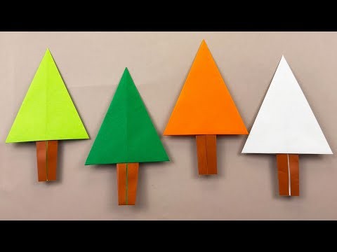 【おりがみ】超簡単！可愛い木の作り方🌲手作りで楽しむ季節の壁面飾り How to make a Paper Tree Origami tree 摺紙 樹 종이접기 나무#木#树#春#夏#秋#冬#ツリー