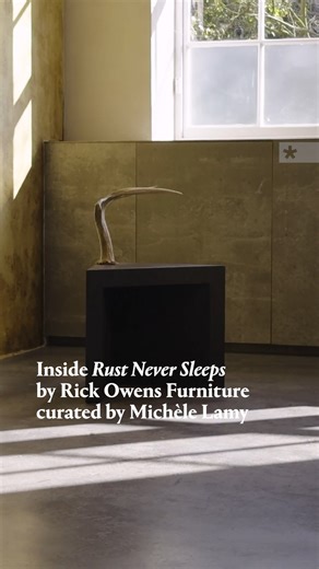 Wallpaper* on Instagram: "Michèle Lamy (@lalamichmich) gave Wallpaper* a special tour of a new exhibition of Rick Owens’ furniture currently on show at @carpentersworkshopgallery in London. Opening for Frieze week, the exhibition at @_ladbrokehall comprises archival and new editions of furniture designs by @rickowensonline and Lamy, a creative endeavour born out of need many years ago, as Lamy explains. Titled 'Rust Never Sleeps', after the 1979 Neil Young anthem, the pieces in the show are desi