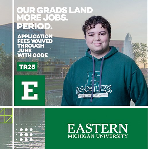 15 reactions | Don't miss out - application fees waived through June with the code TR25! Take the next steps in transferring to EMU today. Begin your journey and let us guide you through the admissions process. Finish strong and land a job! Visit https://bit.ly/4kqhpPs today. #TRUEMU #BecomeMoreYou | Eastern Michigan University | Facebook