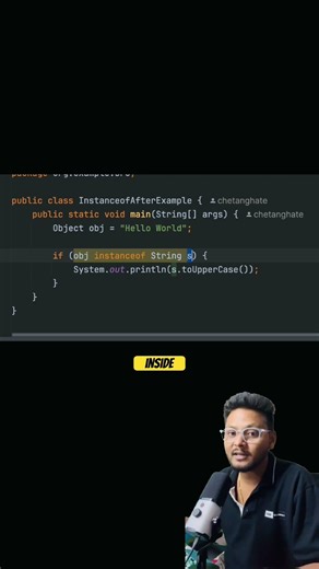 Pattern Matching With InstanceOf ✅ Make your life easy witj this new java feature ✅ #java #coding